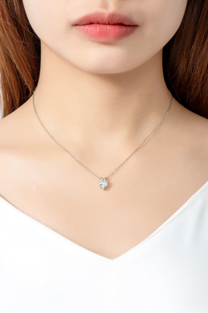 1 Carat Moissanite Heart-Shaped Pendant Necklace - WorkPlayTravel Store