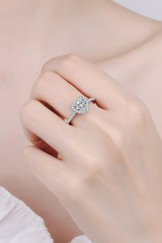 1 Carat Moissanite Heart-Shaped Ring - WorkPlayTravel Store