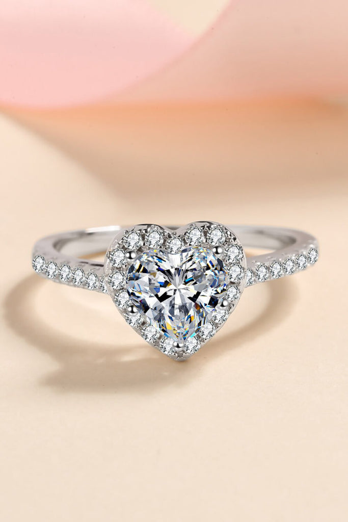 1 Carat Moissanite Heart-Shaped Ring - WorkPlayTravel Store