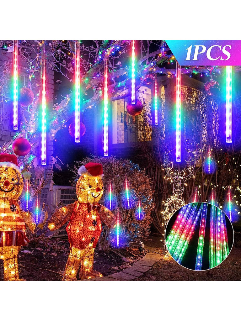 1 Set Of 8 Strands 11 8 Inch 192 Led Solar powered Meteor Shower Rain Light String Waterproof Suitable For Outdoor Garden House Window Tent Canopy Wedding Party Decorative Lighting Available In Multicolor Warm White And White - WorkPlayTravel Store