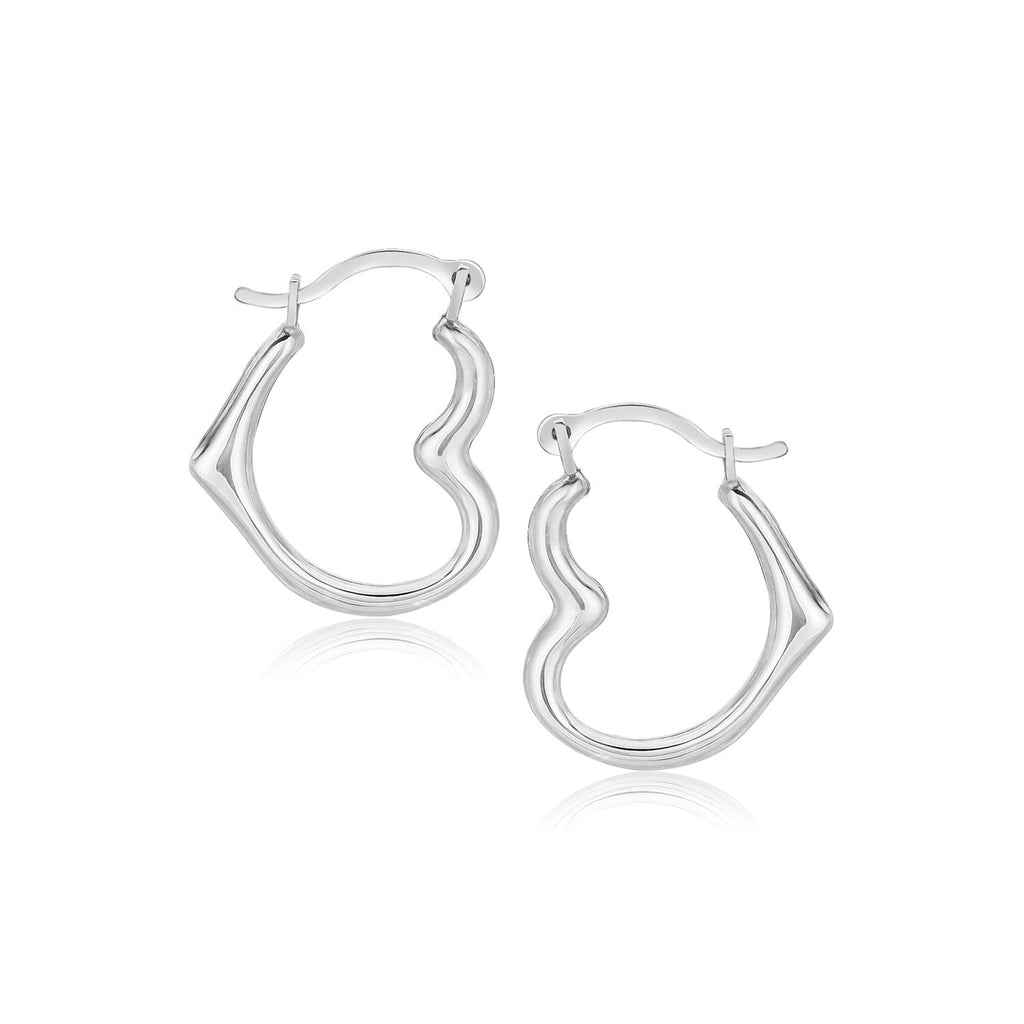 10k White Gold Heart Hoop Earrings - WorkPlayTravel Store
