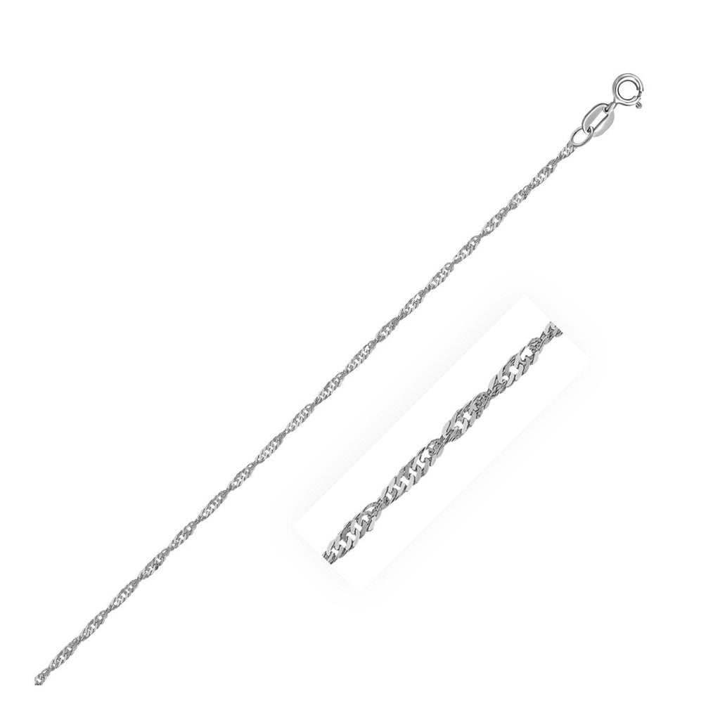 10k White Gold Singapore Anklet 1.5mm - WorkPlayTravel Store
