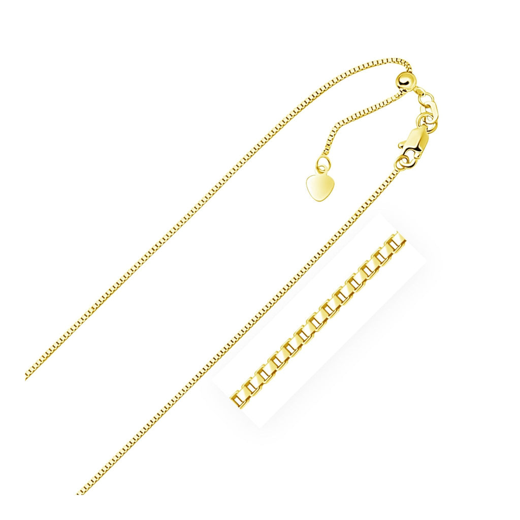 10k Yellow Gold Adjustable Box Chain 0.85mm - WorkPlayTravel Store