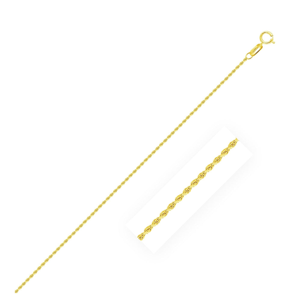 10k Yellow Gold Diamond Cut Rope Anklet 1.25mm - WorkPlayTravel Store