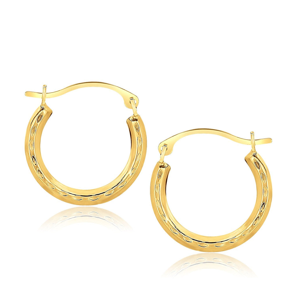 10k Yellow Gold Fancy Hoop Earrings - WorkPlayTravel Store