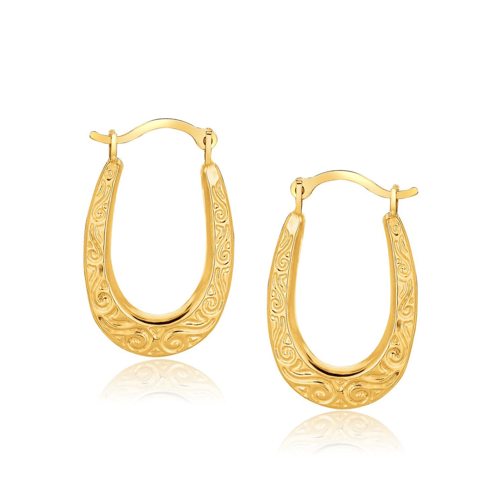 10k Yellow Gold Fancy Oval Hoop Earrings - WorkPlayTravel Store