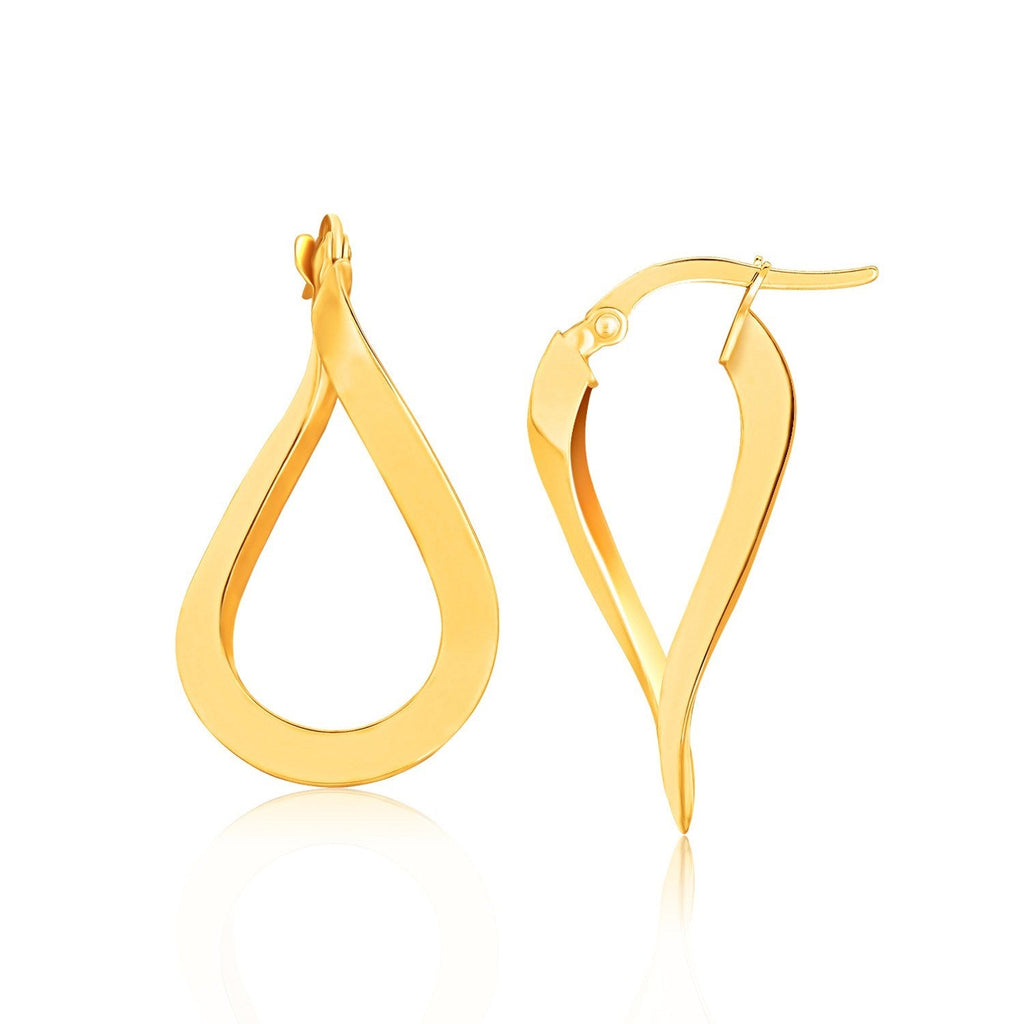 10k Yellow Gold Flat Polished Twisted Hoop Earrings - WorkPlayTravel Store