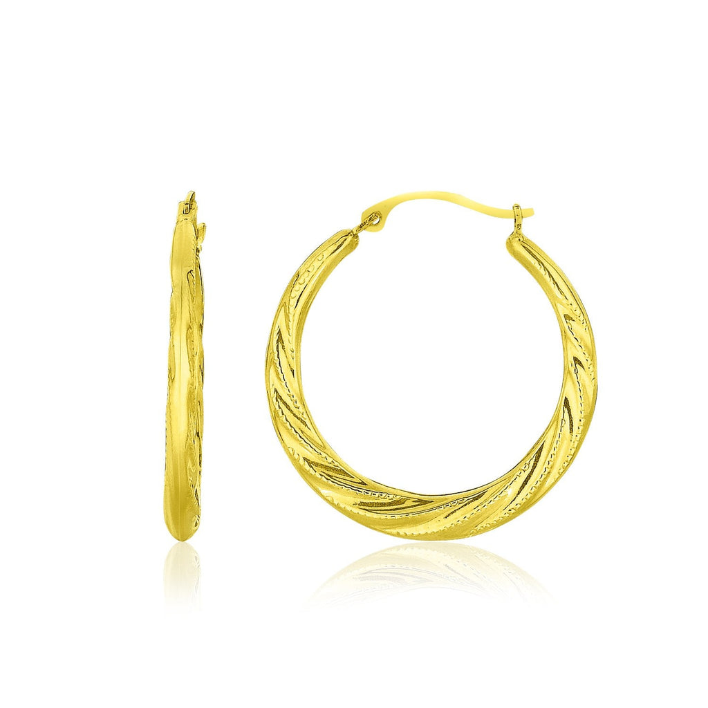 10k Yellow Gold Graduated Twisted Hoop Earrings - WorkPlayTravel Store