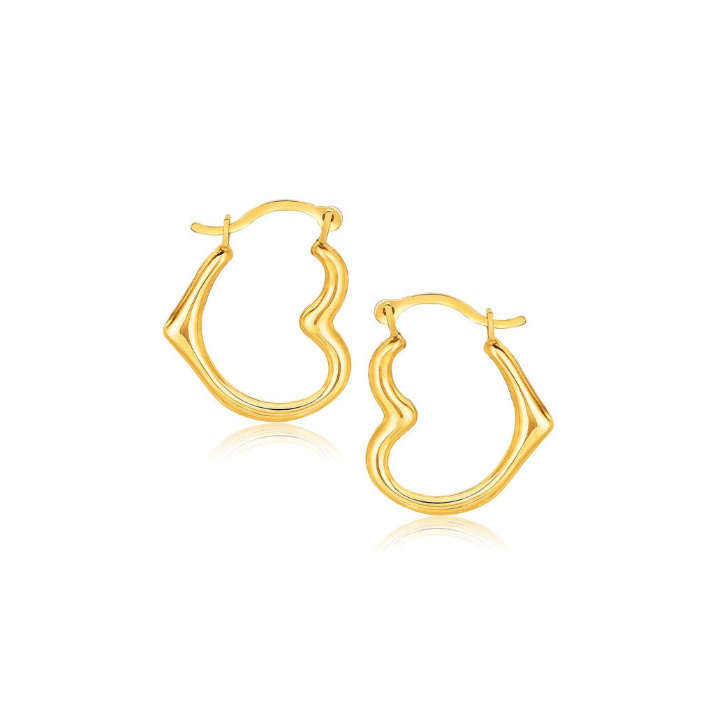 10k Yellow Gold Heart Hoop Earrings - WorkPlayTravel Store