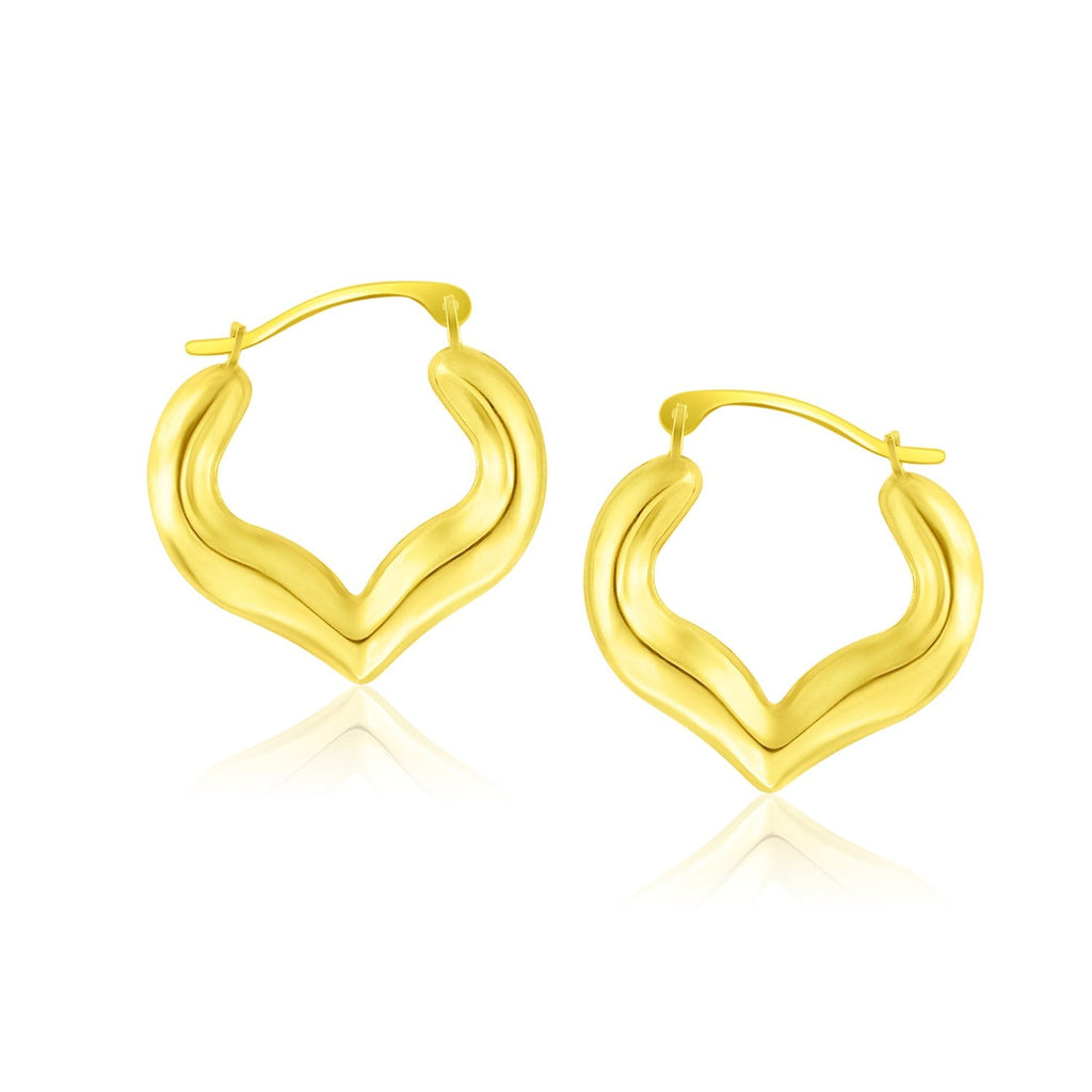 10k Yellow Gold Hoop Style Heart Shape Earrings - WorkPlayTravel Store