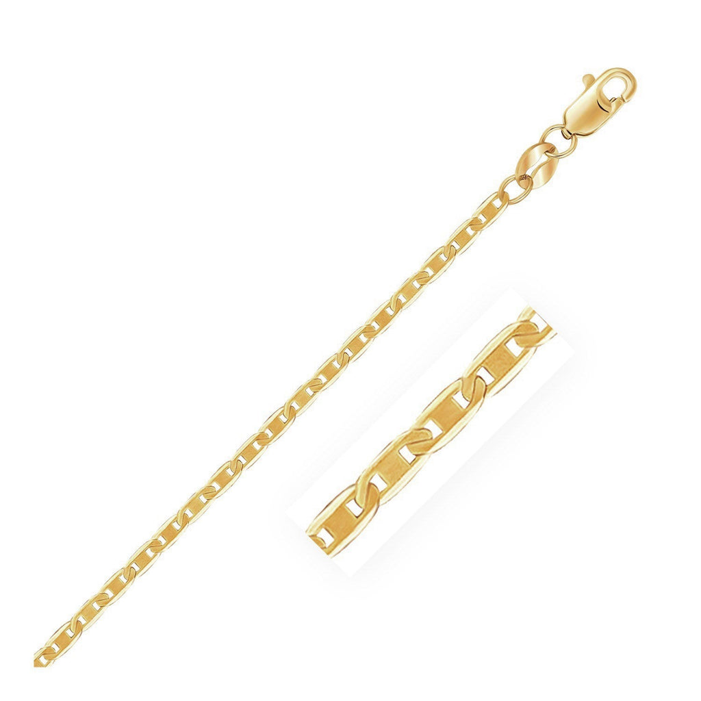 10k Yellow Gold Mariner Link Anklet 1.7mm - WorkPlayTravel Store
