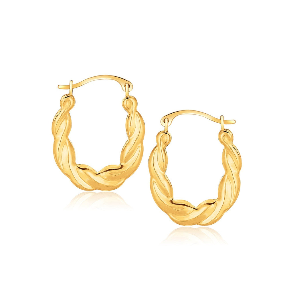 10k Yellow Gold Oval Twist Hoop Earrings - WorkPlayTravel Store