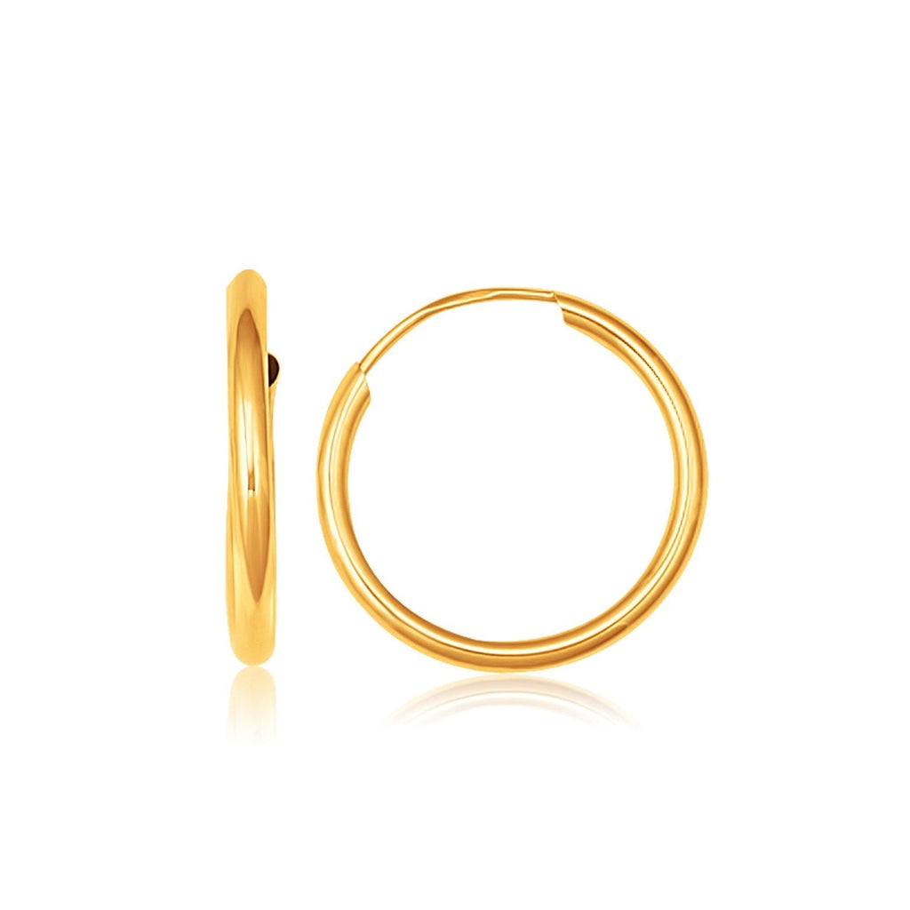 10k Yellow Gold Polished Endless Hoop Earrings (5/8 inch Diameter) - WorkPlayTravel Store