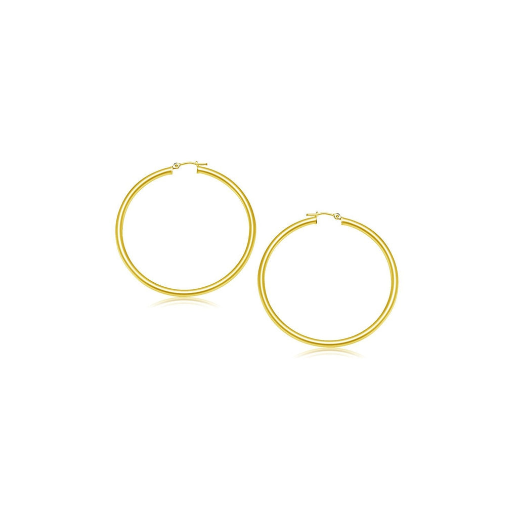 10k Yellow Gold Polished Hoop Earrings (15 mm) - WorkPlayTravel Store