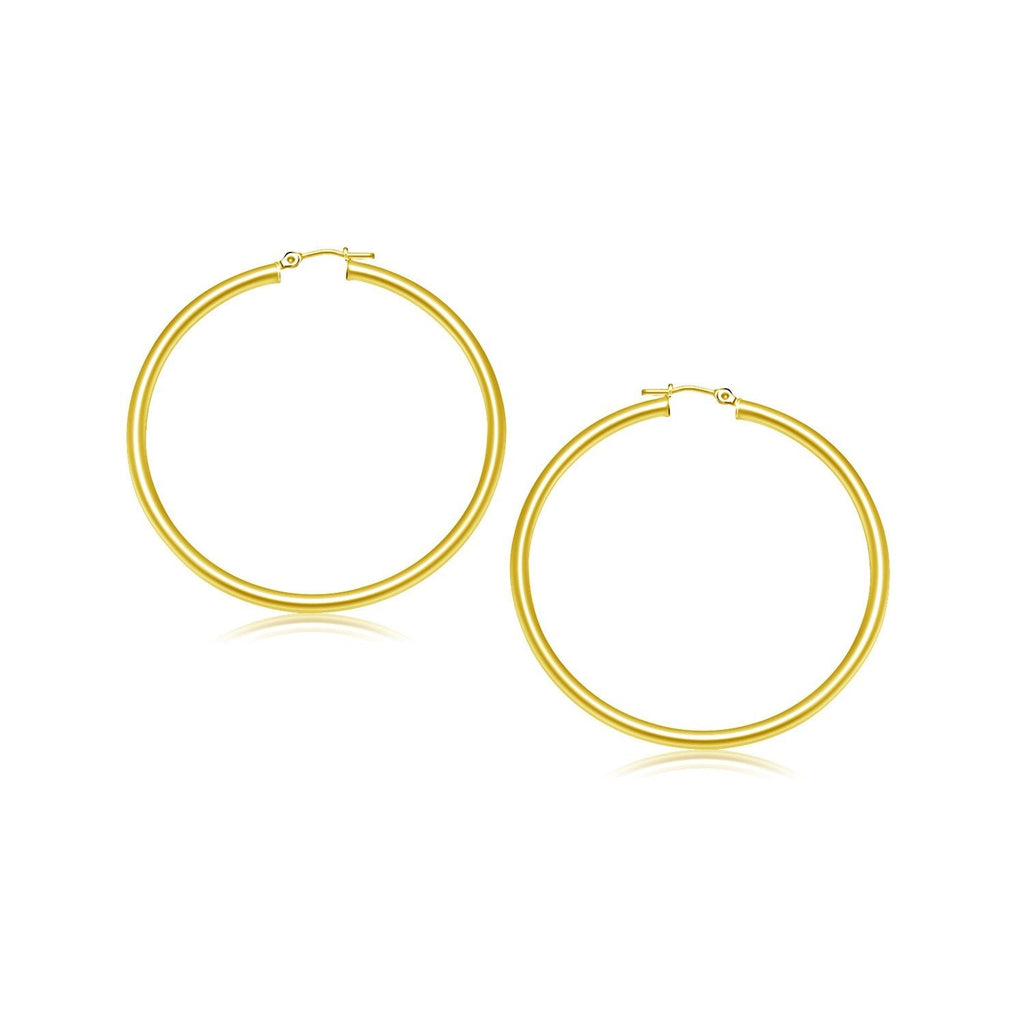 10k Yellow Gold Polished Hoop Earrings (25 mm) - WorkPlayTravel Store