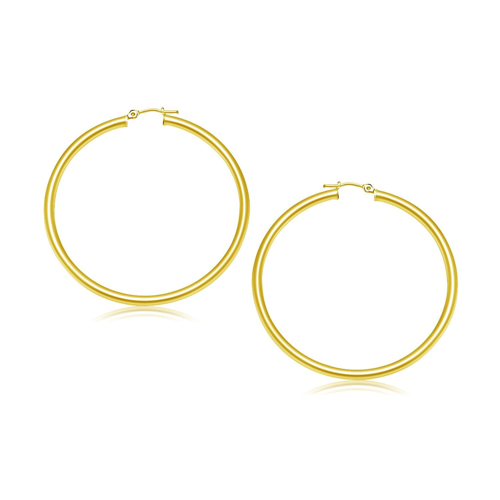10k Yellow Gold Polished Hoop Earrings (30 mm) - WorkPlayTravel Store