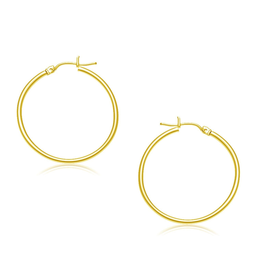 10k Yellow Gold Polished Hoop Earrings (30 mm) - WorkPlayTravel Store