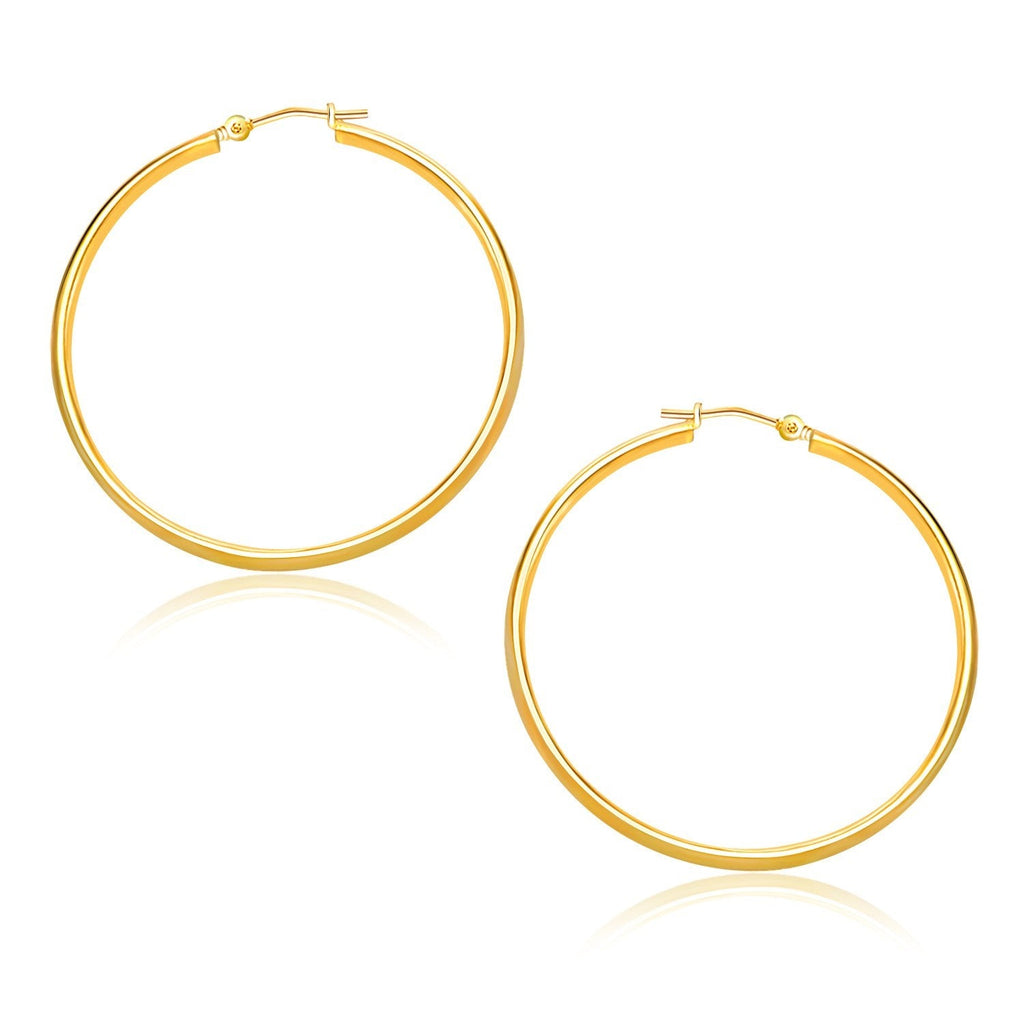 10k Yellow Gold Polished Hoop Earrings (30mm) - WorkPlayTravel Store