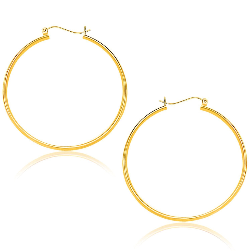 10k Yellow Gold Polished Hoop Earrings (40mm) - WorkPlayTravel Store