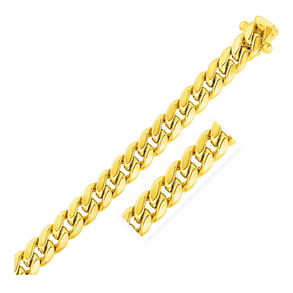 11mm 14k Yellow Gold Semi Solid Miami Cuban Chain - WorkPlayTravel Store