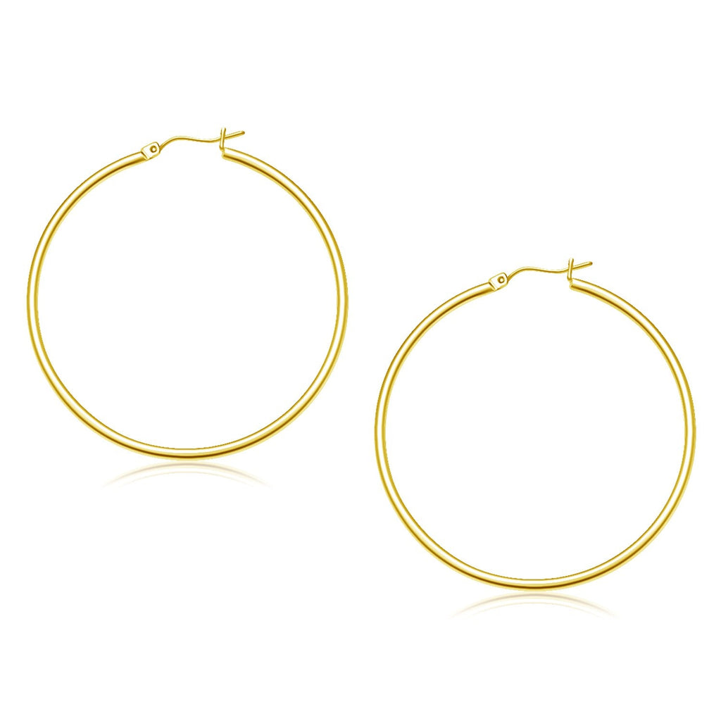 14k Yellow Gold Polished Hoop Earrings (45 mm) - WorkPlayTravel Store