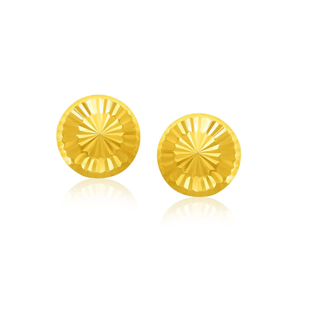 14k Yellow Gold Textured Flat Style Stud Earrings - WorkPlayTravel Store