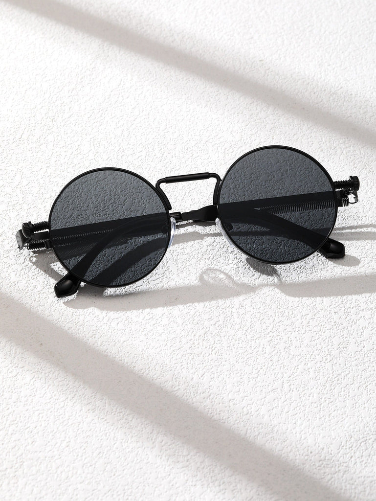 1pair Men s Round Frame Fashion Sunglasses - WorkPlayTravel Store
