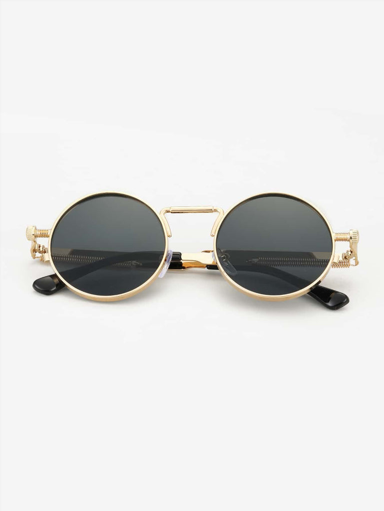 1pair Men s Round Frame Fashion Sunglasses - WorkPlayTravel Store