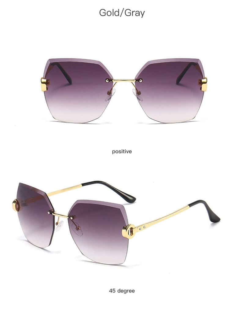 1pair Women Tinted Lens Rimless Boho Sunglasses - WorkPlayTravel Store