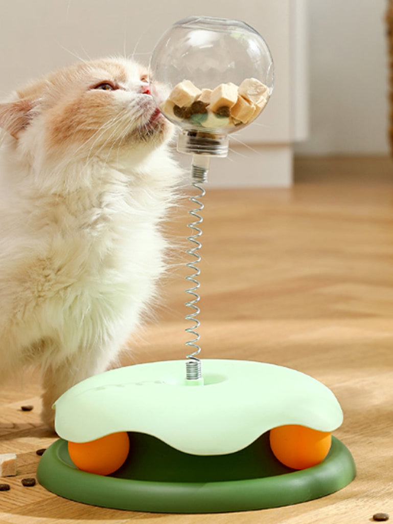 1pc Cat Toy Food Dispenser Ball Teaser Wand Amusement Turntable For Pets - WorkPlayTravel Store