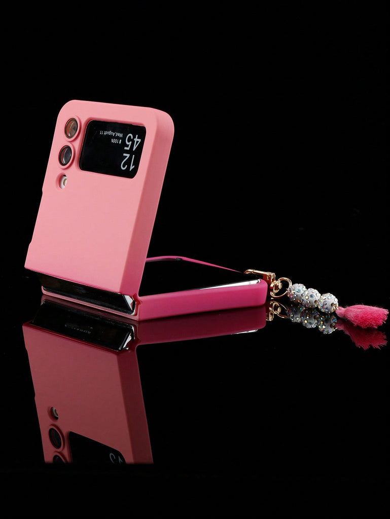 1pc Gradient Color Magnetic Skin-friendly Oil Spray Charging Foldable Necklace Phone Case Compatible With Samsung Galaxy Z Flip 3 5g, Z Flip 4g/5g And Z Flip 5 5g-pink - WorkPlayTravel Store
