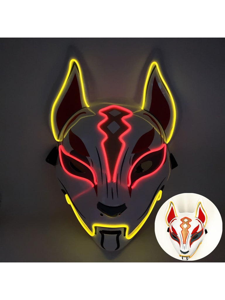1pc Led Light-up Fox Skull Mask, Great For Party, Scary Prank, Cosplay Prop - Red/ Yellow - WorkPlayTravel Store