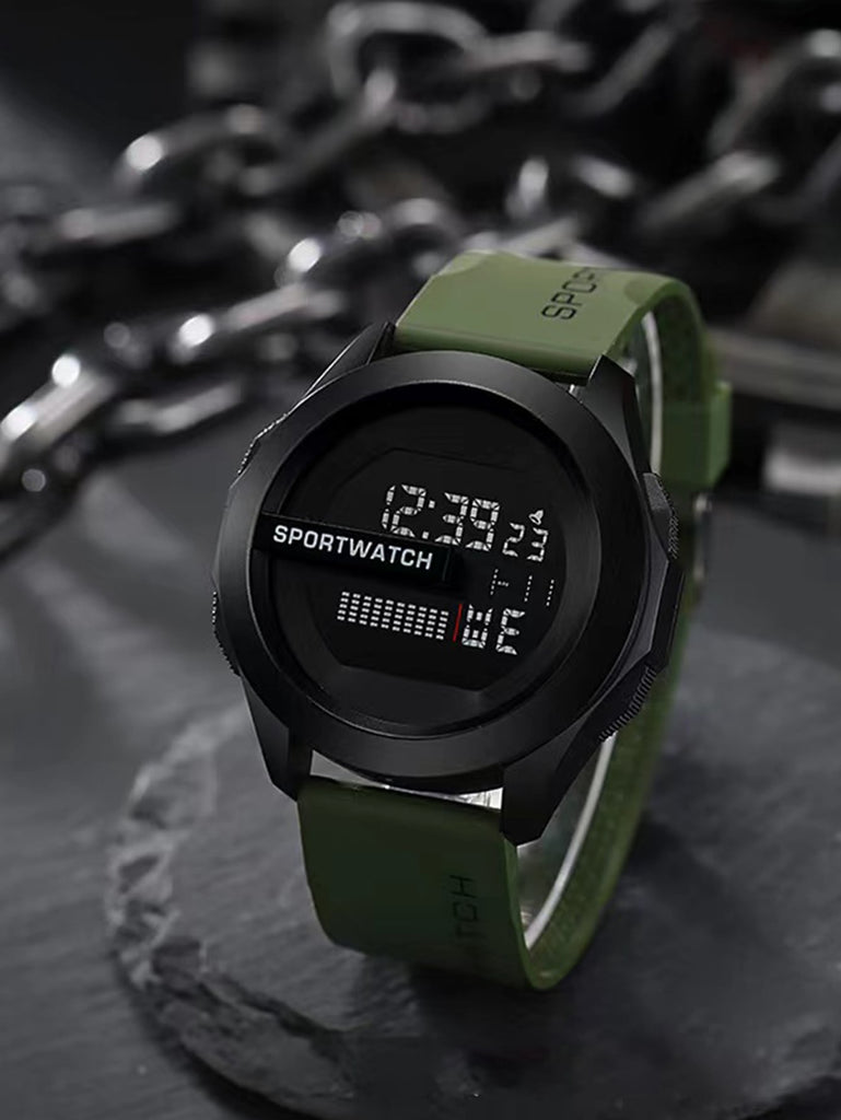 1pc Men Green TPU Strap Technological Electronic Watch For Outdoor Sport - WorkPlayTravel Store