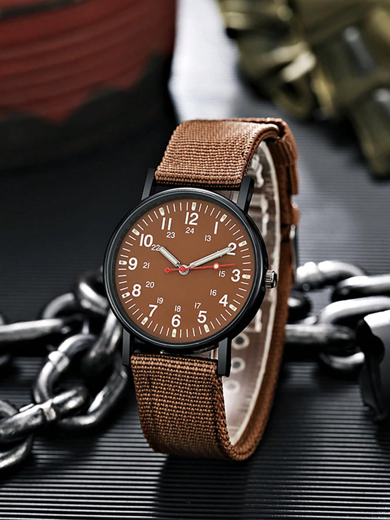 1pc Men Round Pointer Quartz Watch 3pcs Beaded Bracelet - WorkPlayTravel Store