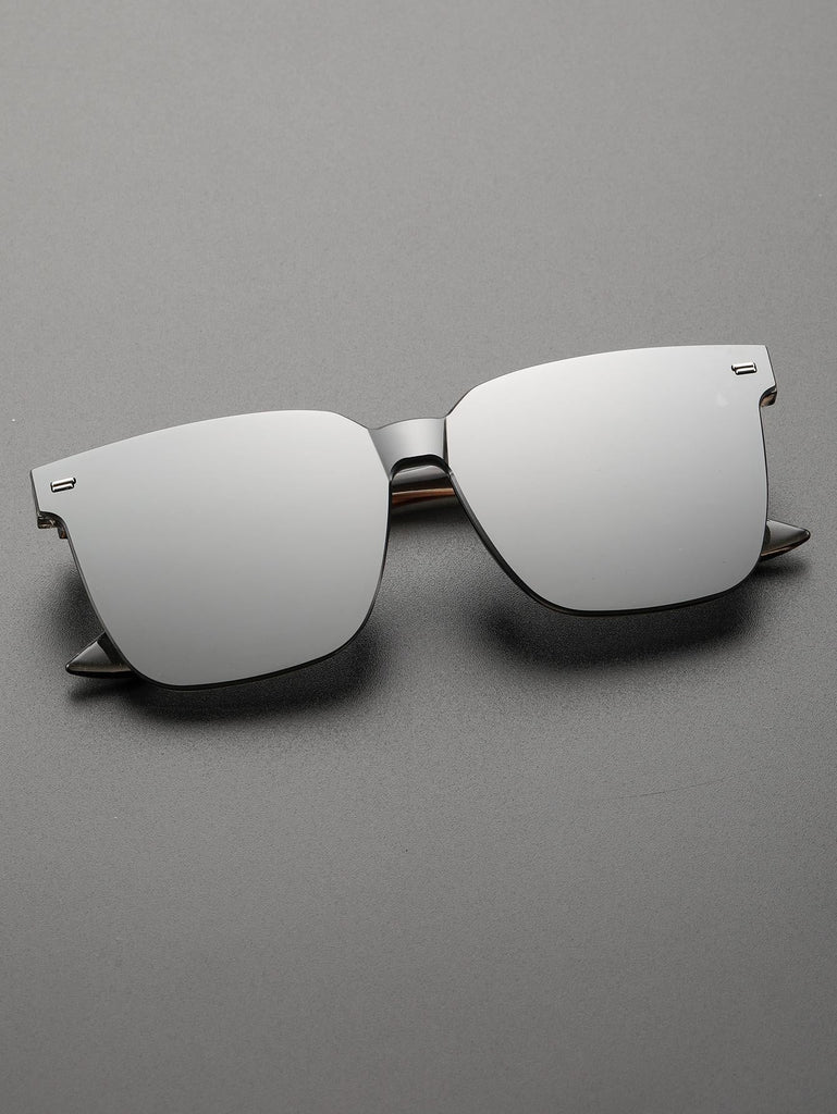 1pc Men s Fashionable Gray Transparent Geometric Frame Decorated Plastic Eyeglasses - WorkPlayTravel Store