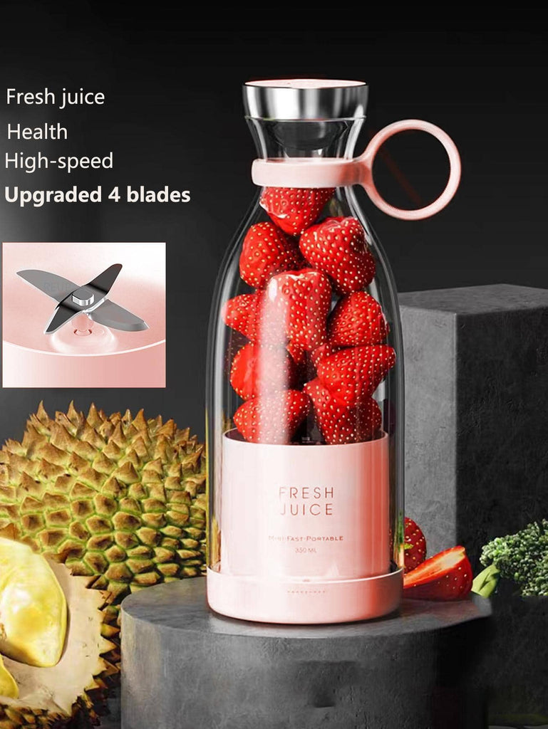 1pc Portable Water Bottle with 4 Blades for Fresh Juice and Rechargeable - WorkPlayTravel Store