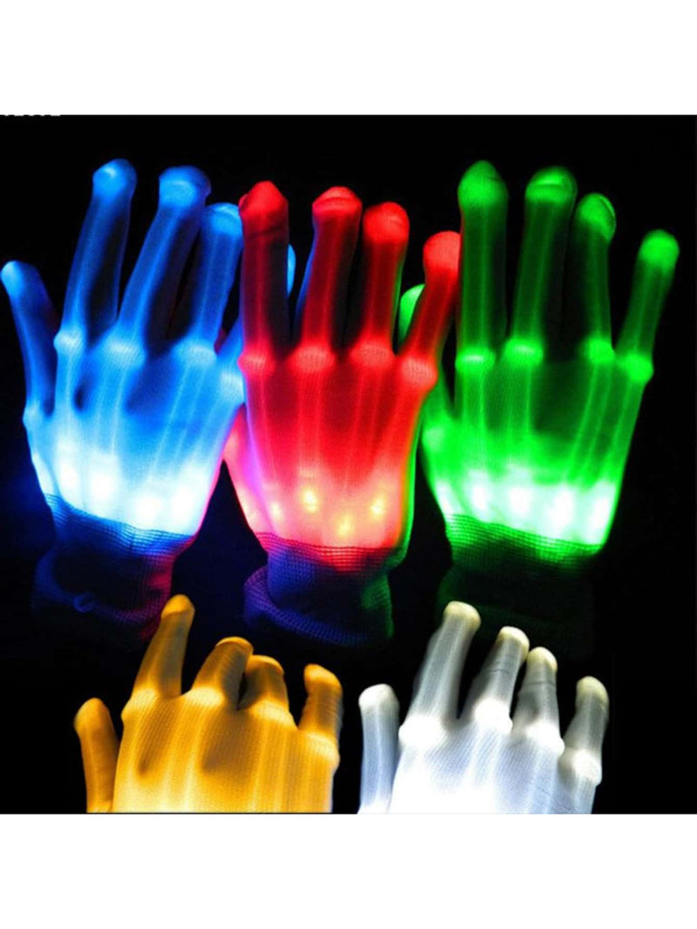 1pc Red Led Glow Neon Light Party Prop Skeleton Gloves For Stage Costume - WorkPlayTravel Store