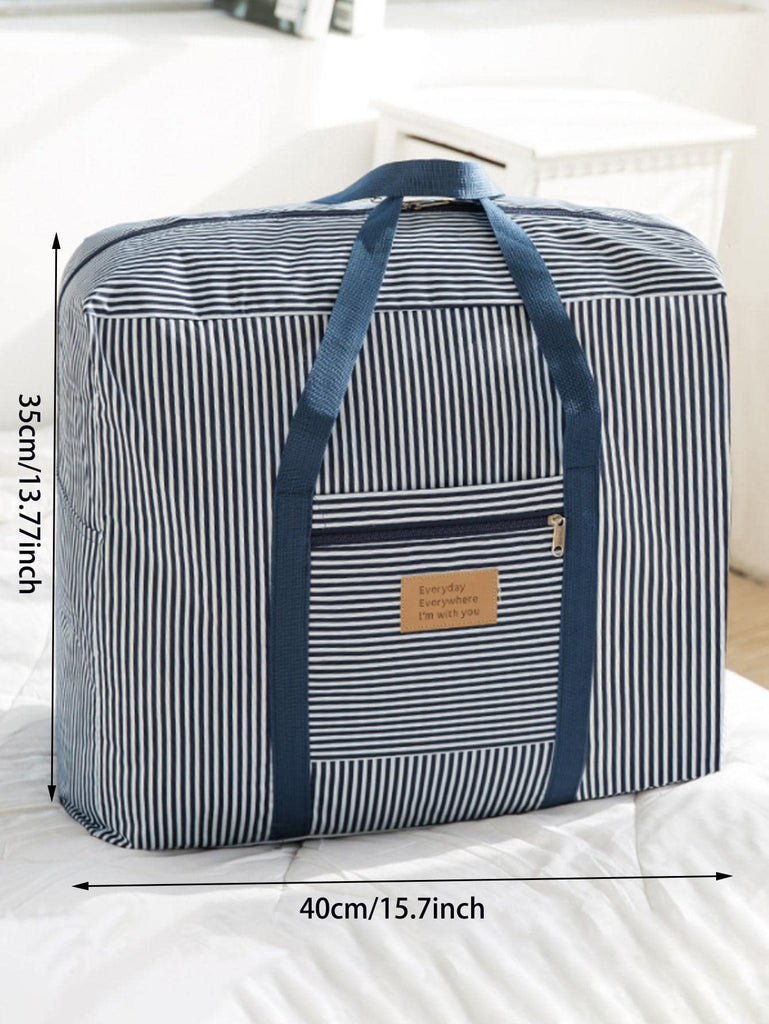 1pc Striped Pattern Foldable Travel Bag Large Clothing Packing Bag For Travel - WorkPlayTravel Store