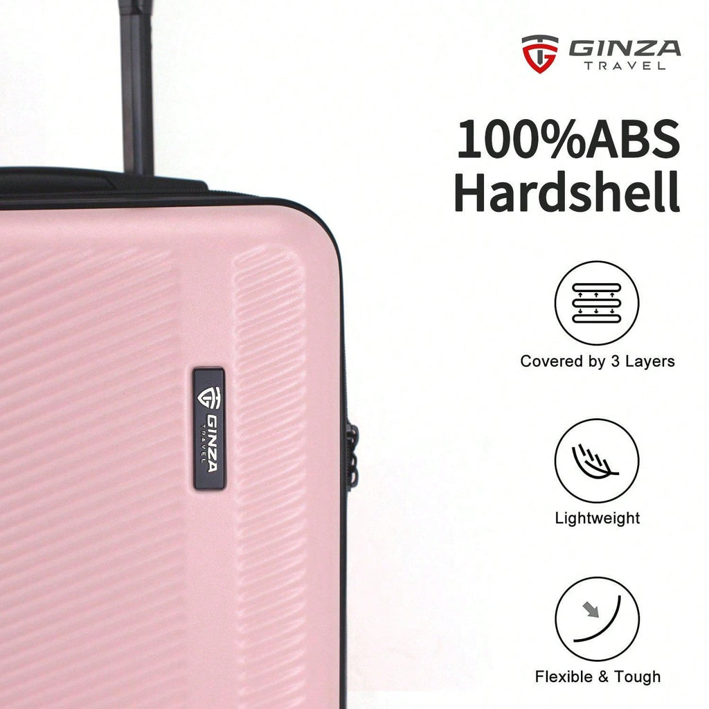 20 inch Carry on Luggage Abs Hardshell Travel Suitcase 360 Spinner Wheels Business And Travel Case Pink - WorkPlayTravel Store