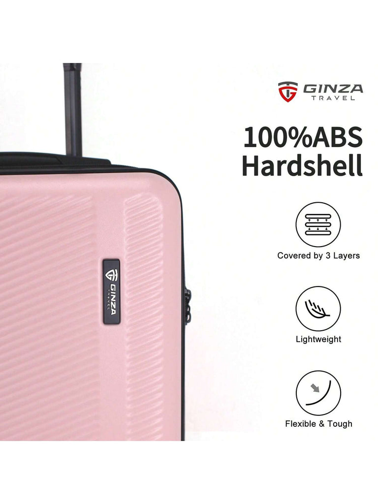 20 inch Carry on Luggage Abs Hardshell Travel Suitcase 360 Spinner Wheels Business And Travel Case Pink - WorkPlayTravel Store