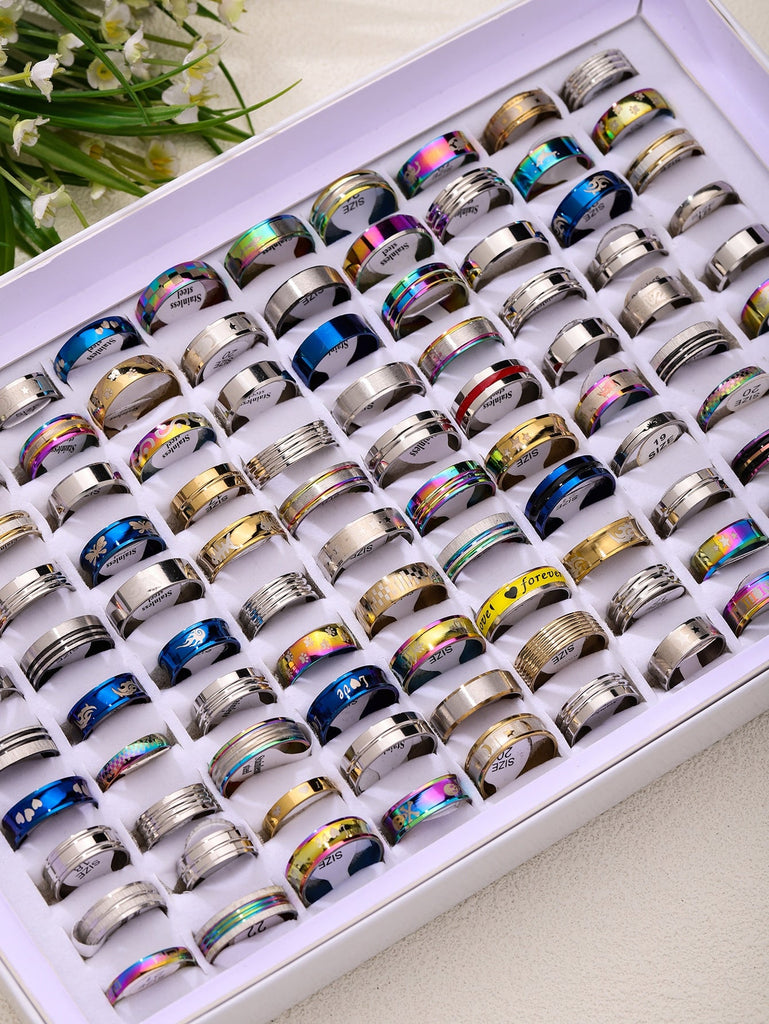 20pcs Stainless Steel Men s Rings random Size Style - WorkPlayTravel Store