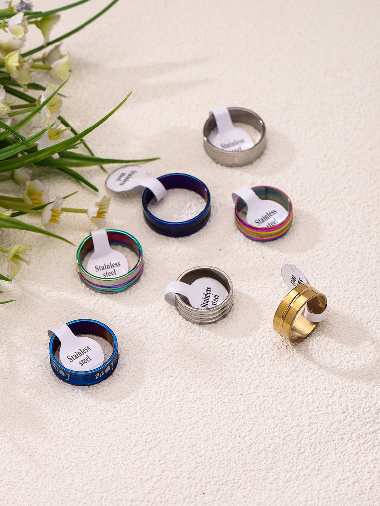 20pcs Stainless Steel Men s Rings random Size Style - WorkPlayTravel Store