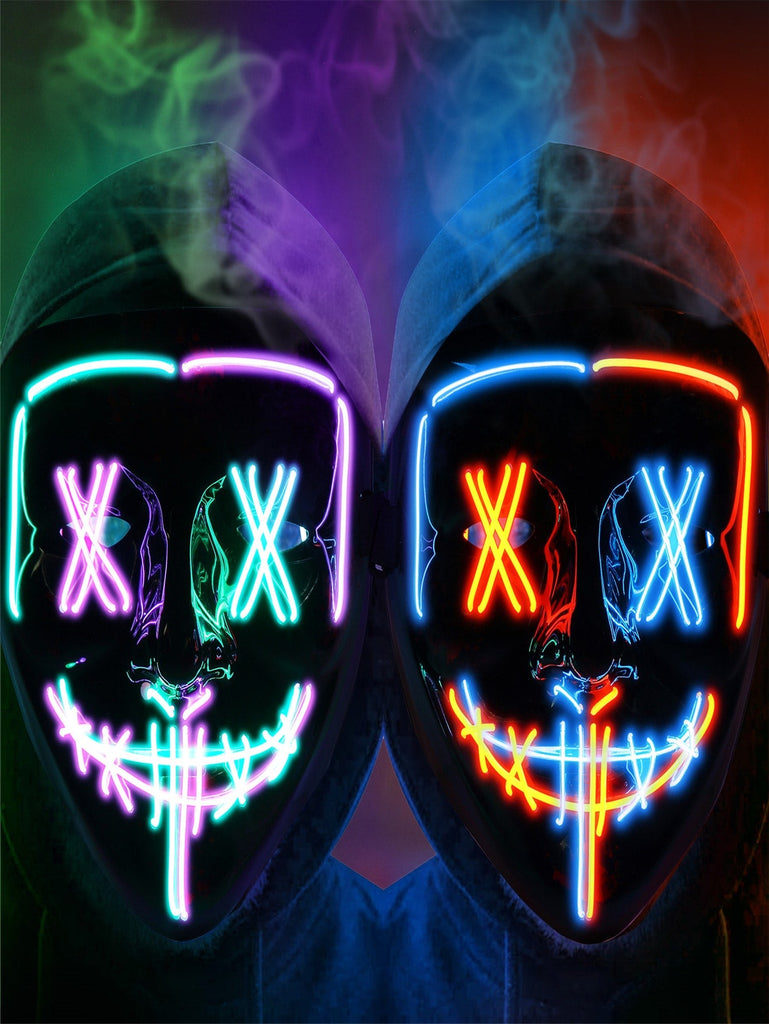 2PACK Halloween Led Mask Light Up Scary Mask Purge Mask with 3 Lighting Modes for Halloween Cosplay Costume. - WorkPlayTravel Store