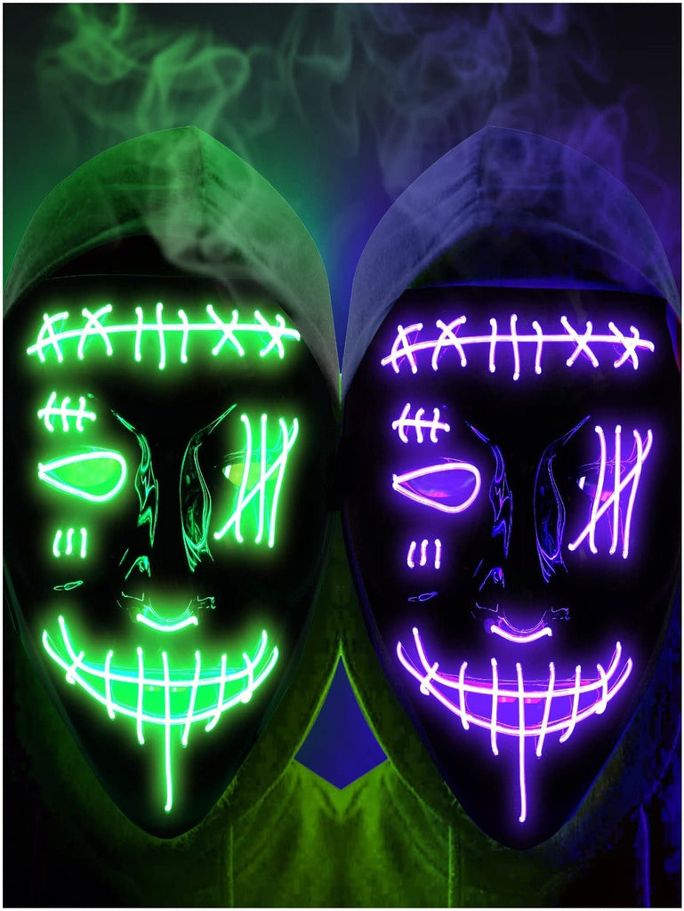 2PACK Halloween Led Mask Light Up Scary Mask Purge Mask with 3 Lighting Modes for Halloween Cosplay Costume. - WorkPlayTravel Store