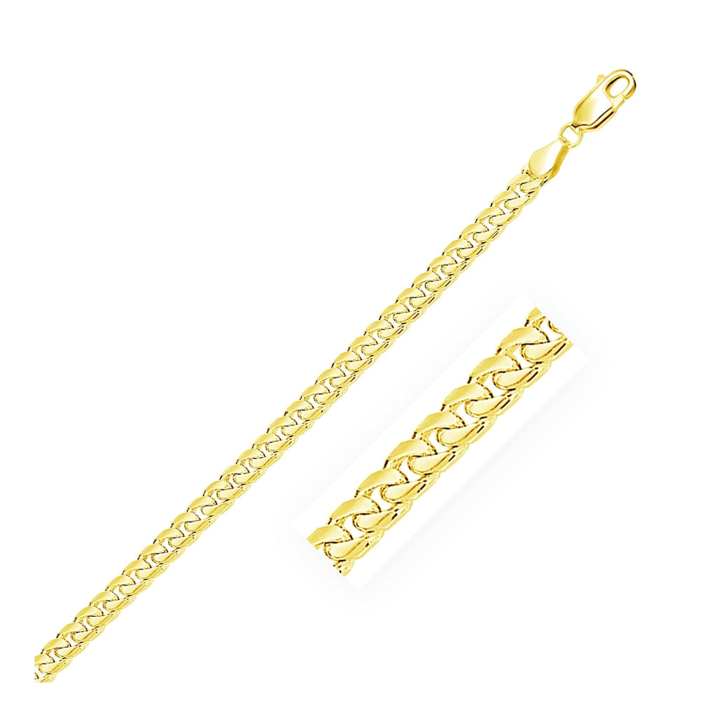 4.4mm 14k Yellow Gold Solid Miami Cuban Bracelet - WorkPlayTravel Store