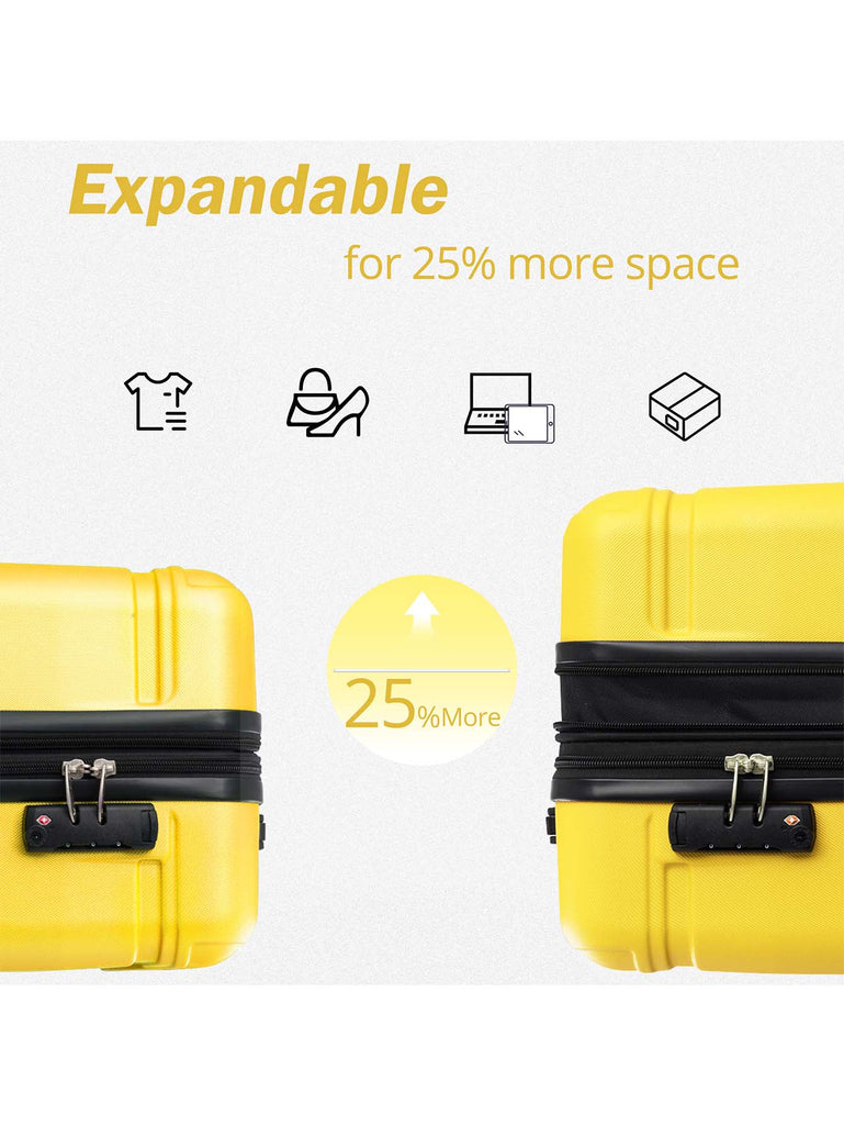 Merax Luggage Sets New Model Expandable ABS Hardshell 3pcs Clearance Luggage Hardside Lightweight Durable Suitcase sets Spinner Wheels Suitcase with TSA Lock 20 24 28 - WorkPlayTravel Store