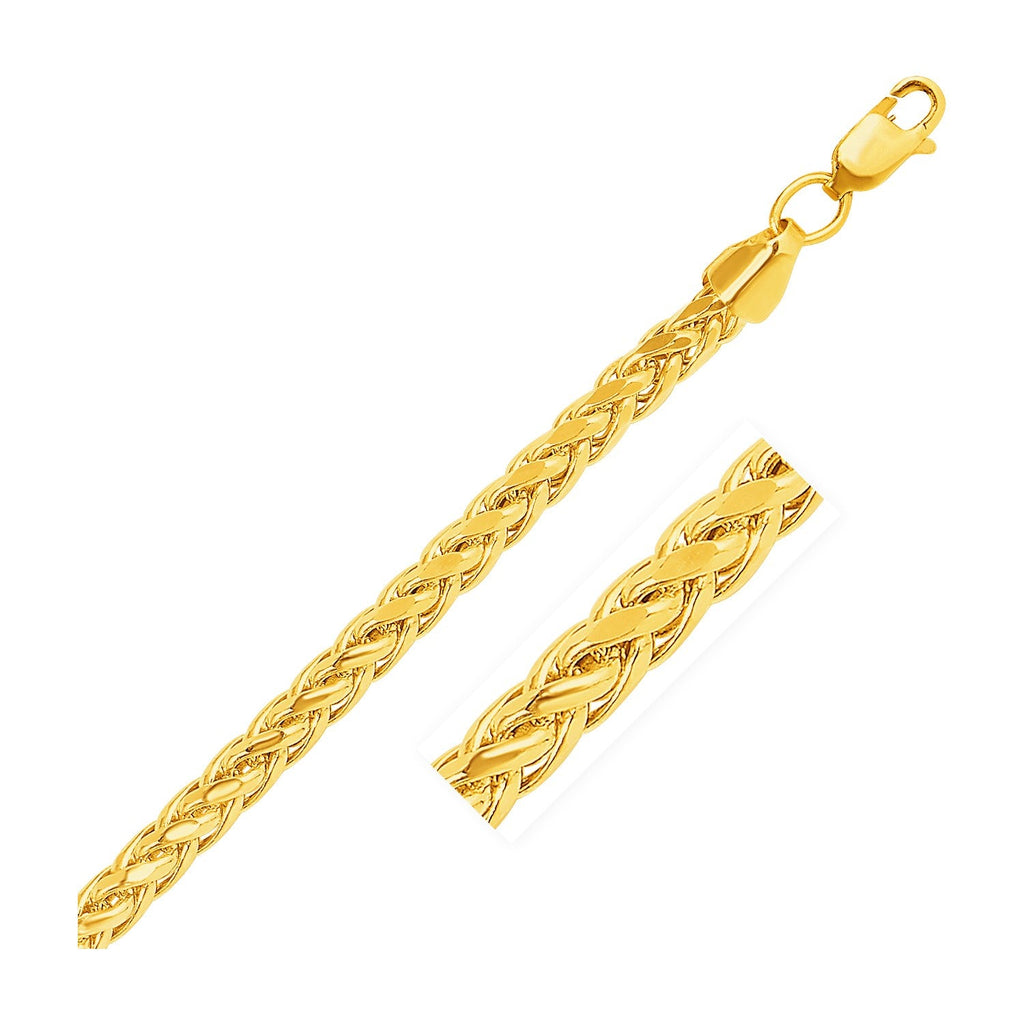 5.2mm 14k Yellow Gold Diamond Cut Round Franco Bracelet - WorkPlayTravel Store