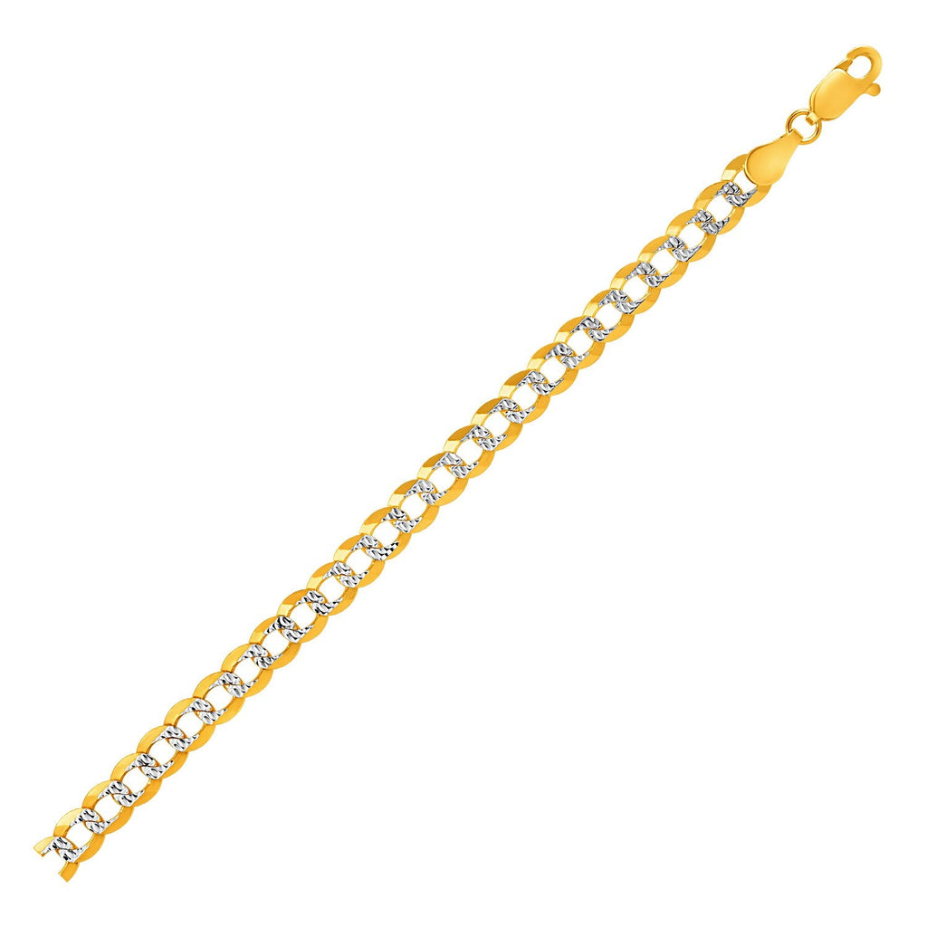 5.7mm 14k Two Tone Gold Pave Curb Chain - WorkPlayTravel Store