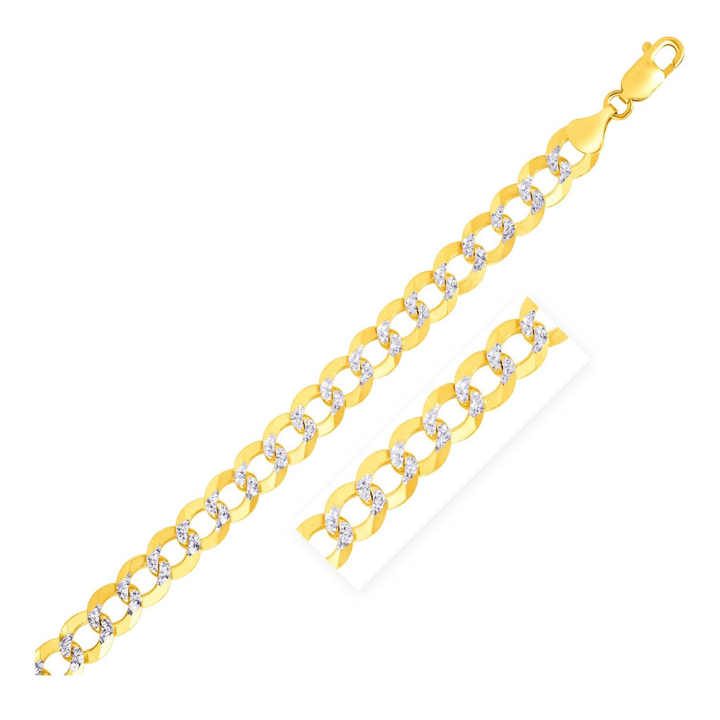 8.2mm 14k Two Tone Gold Pave Curb Bracelet - WorkPlayTravel Store