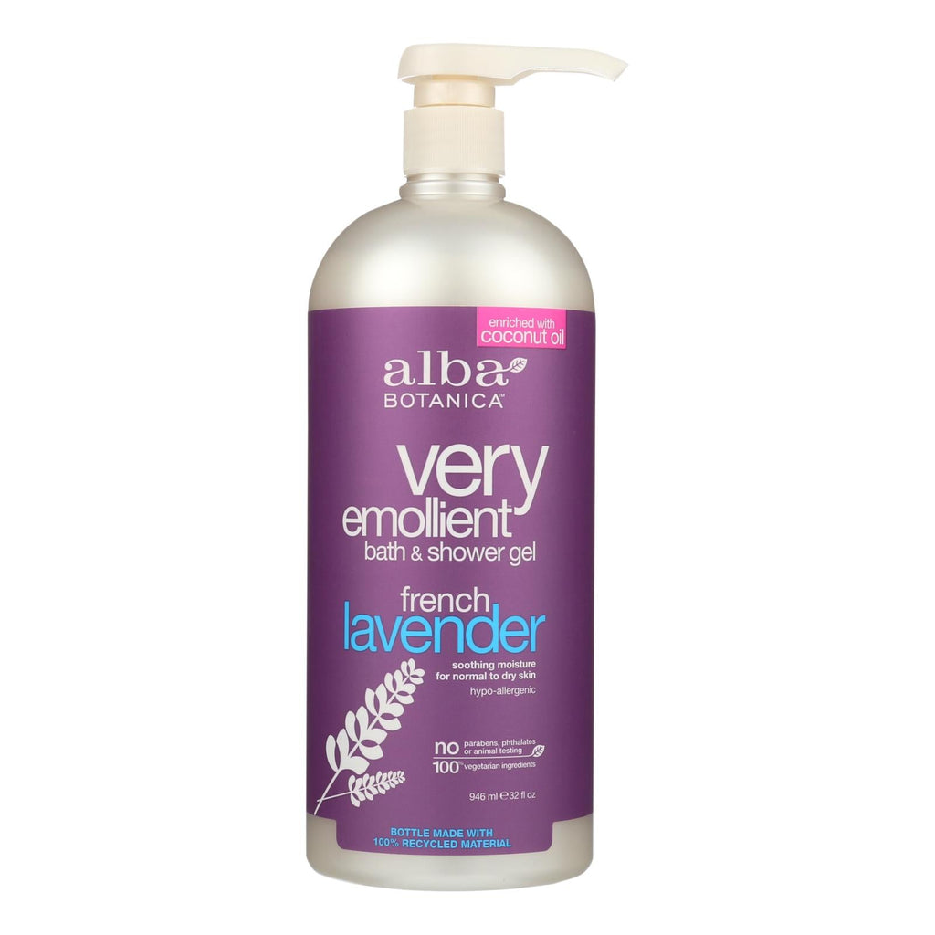Alba Botanica - Very Emollient Bath And Shower Gel - French Lavender - 32 Fl Oz - WorkPlayTravel Store